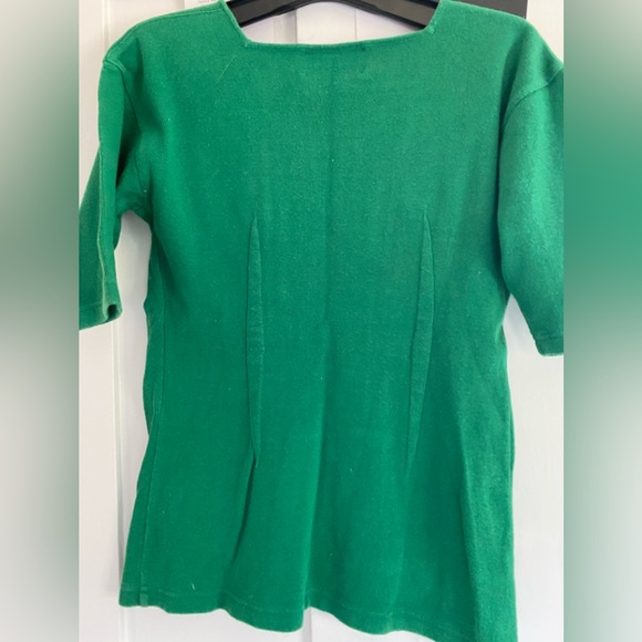 Adrienne Vittadini square Neck Kelly Green Vintage Top Sz M - Picture 2 of 6
